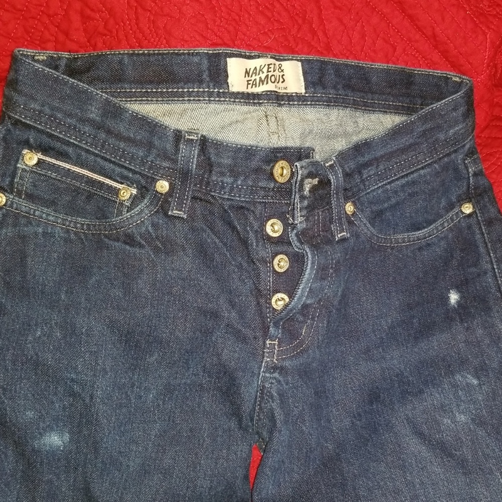 Naked and Famous Denim selvedge WeirdGuy Jeans 30